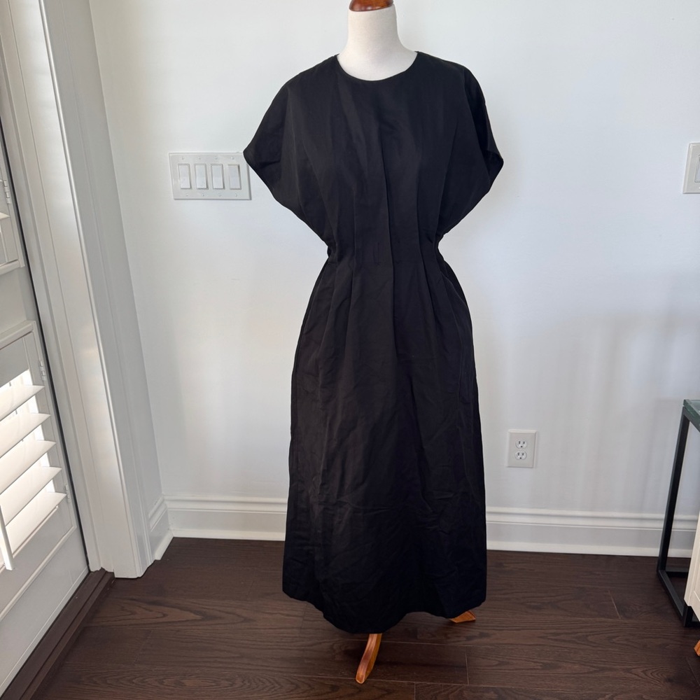 Zara black pleated waist dress
